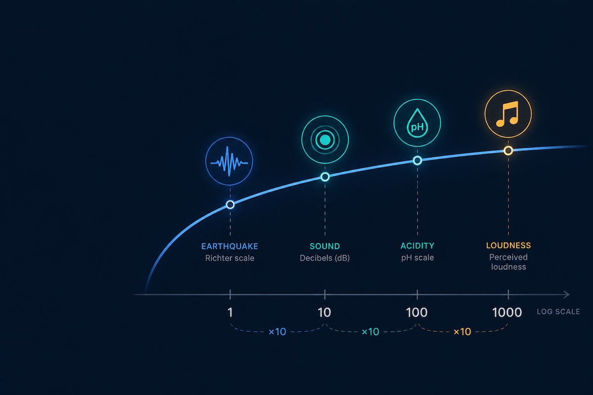 Why the World Is Logarithmic: Decibels, Earthquakes, and Perception